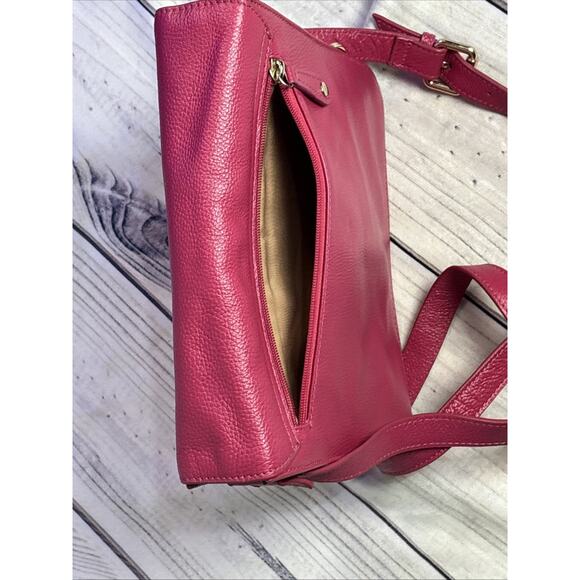 Rowallan Crossbody Magenta Pink Purse Leather Bag Scotland Buckle Turnlock - Picture 13 of 16